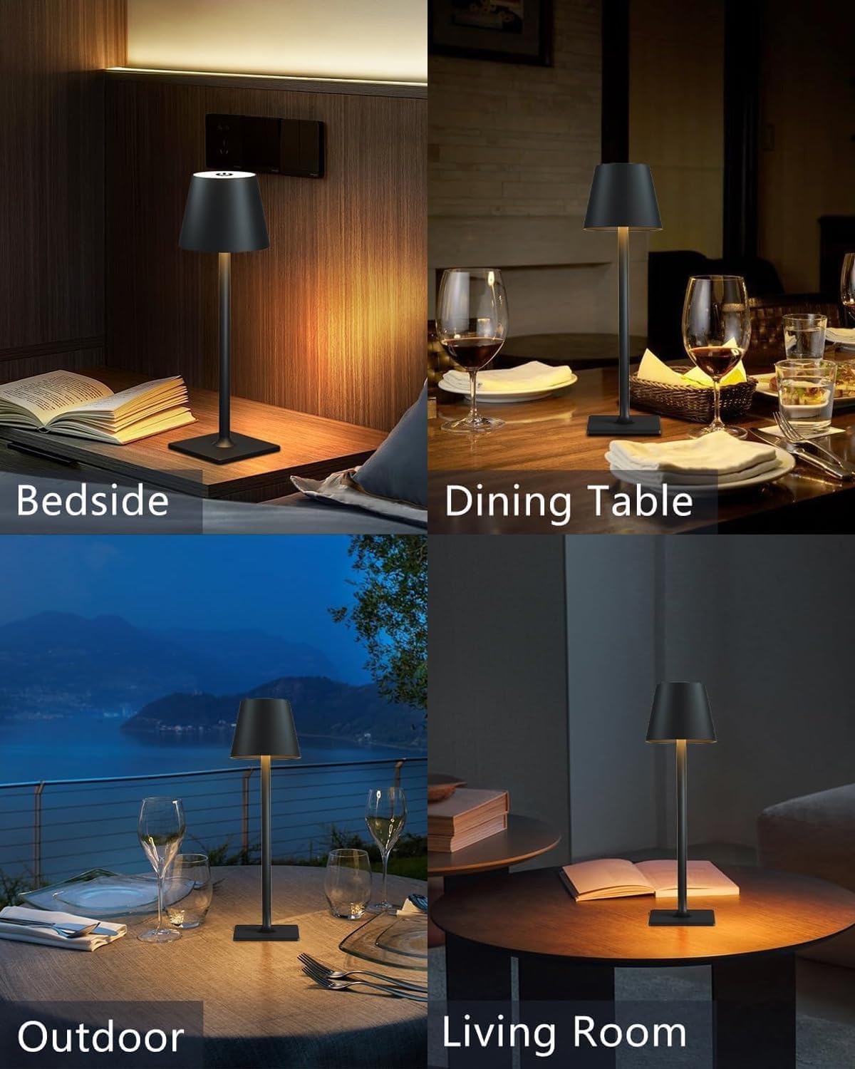 Cordless Black Desk Lamp — Set of 2 - View 8