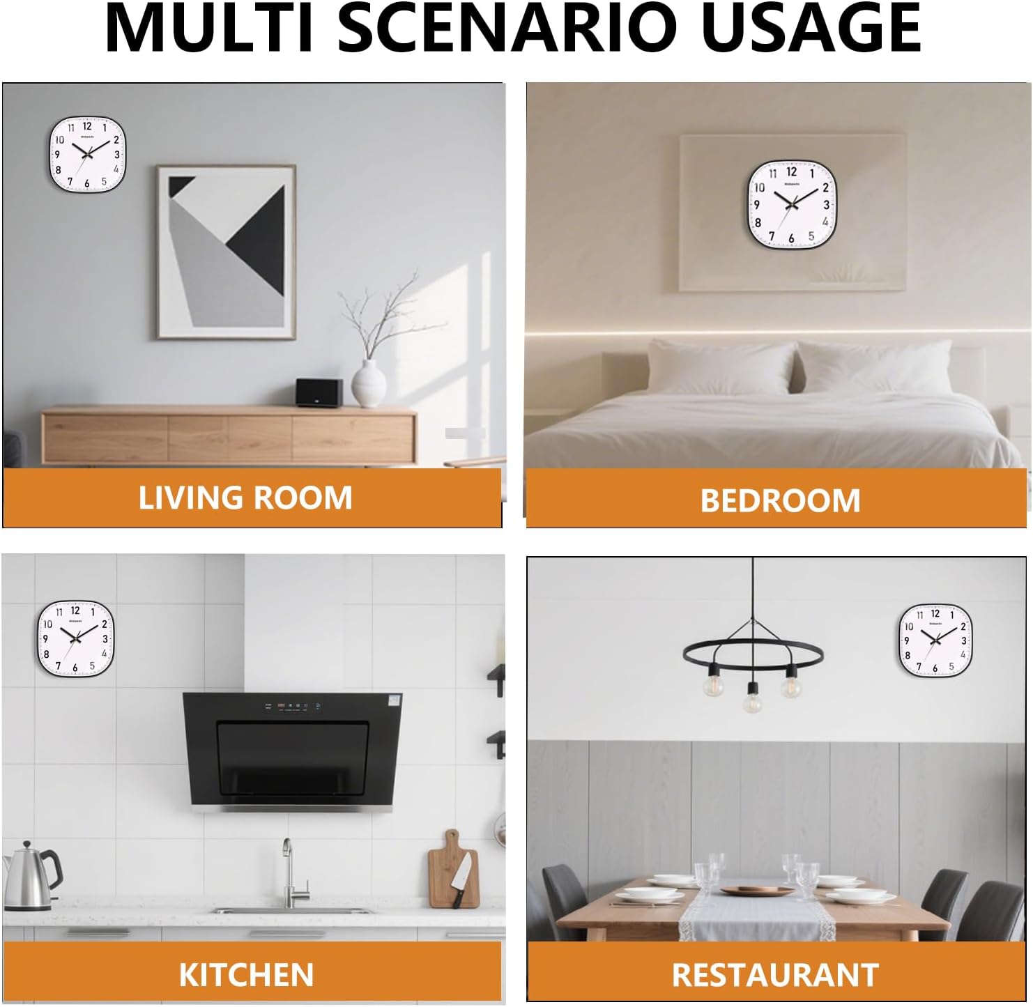 Battery Operated Black Wall Clock — 8" - View 8