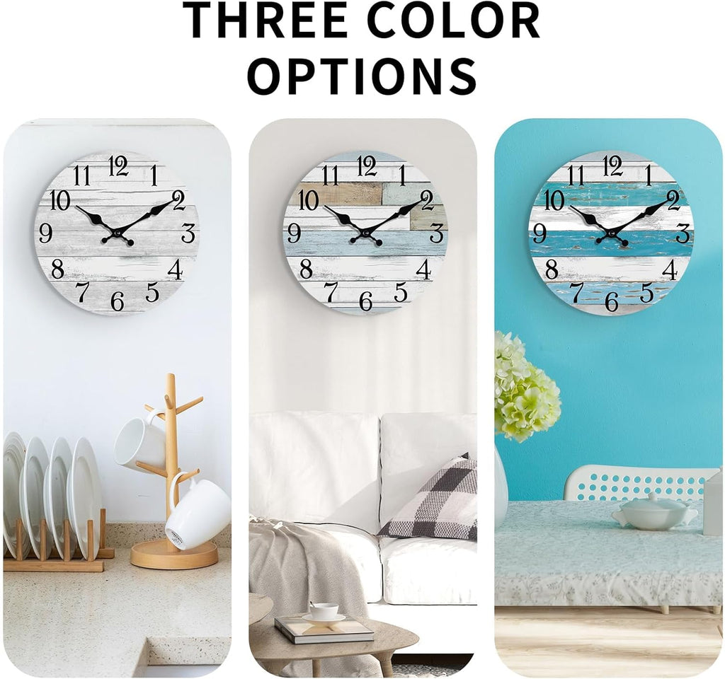 Battery Operated Farmhouse Blue Wall Clock — 14" - View 4
