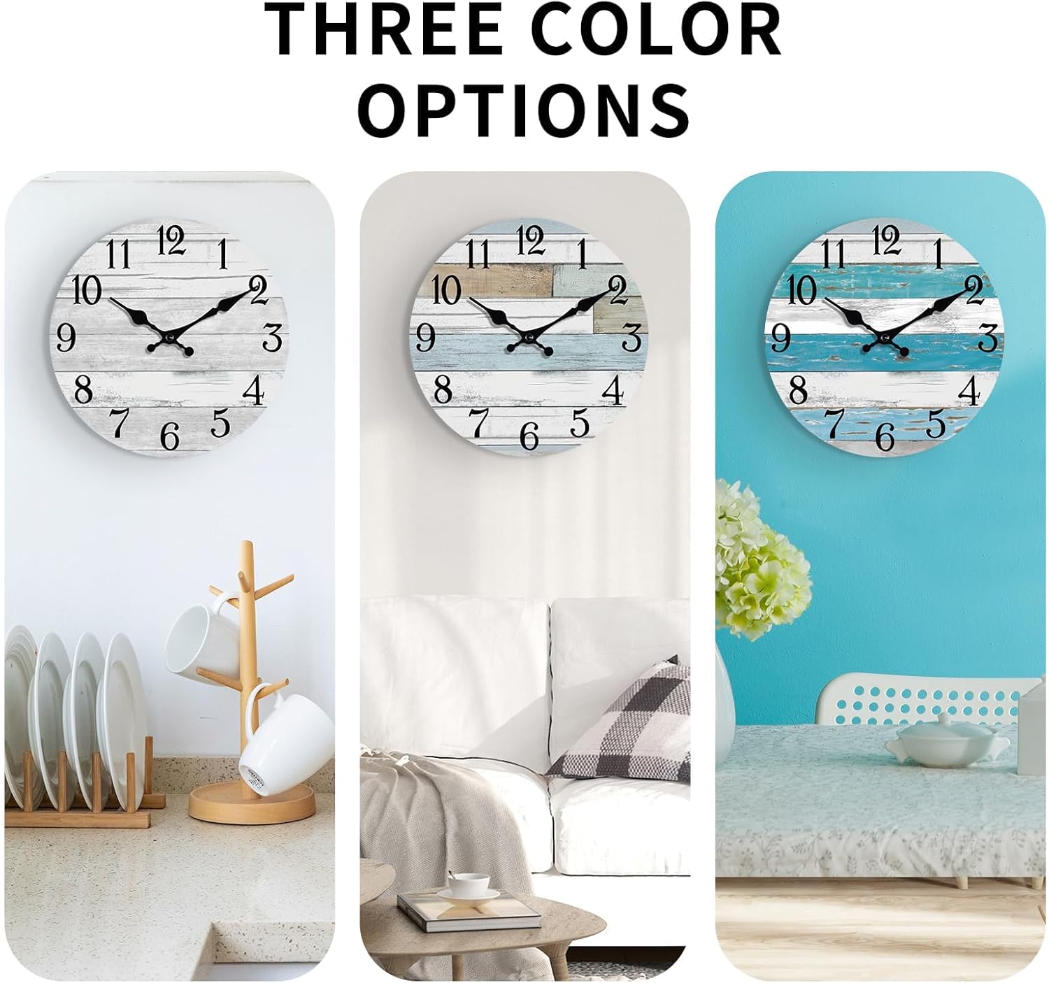 Battery Operated Farmhouse Blue Wall Clock — 14" - View 4