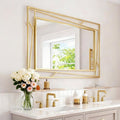 Framed Farmhouse Black Wall Mirror — 28" — Gold