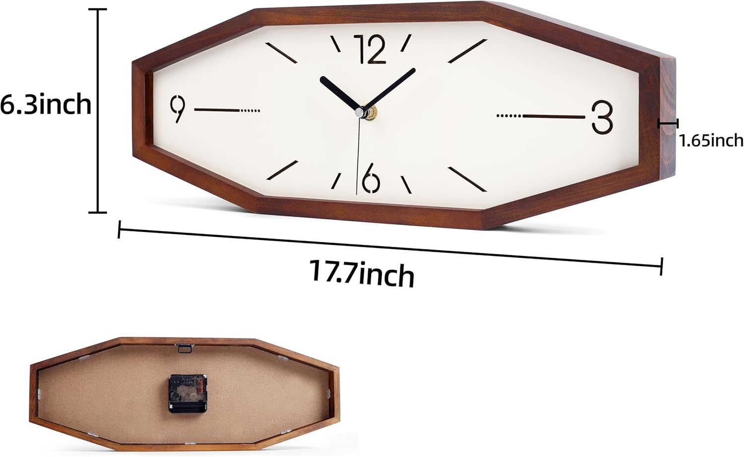 Battery Operated Mid-Century Brown Wall Clock — 18" - View 2