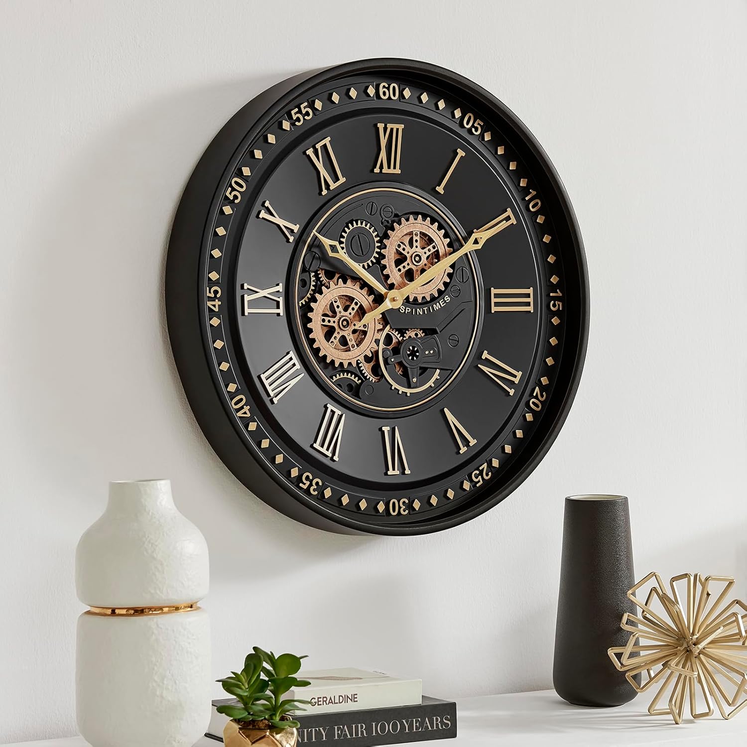 Oversized Farmhouse Beige Wall Clock — 24" — 24 Inch