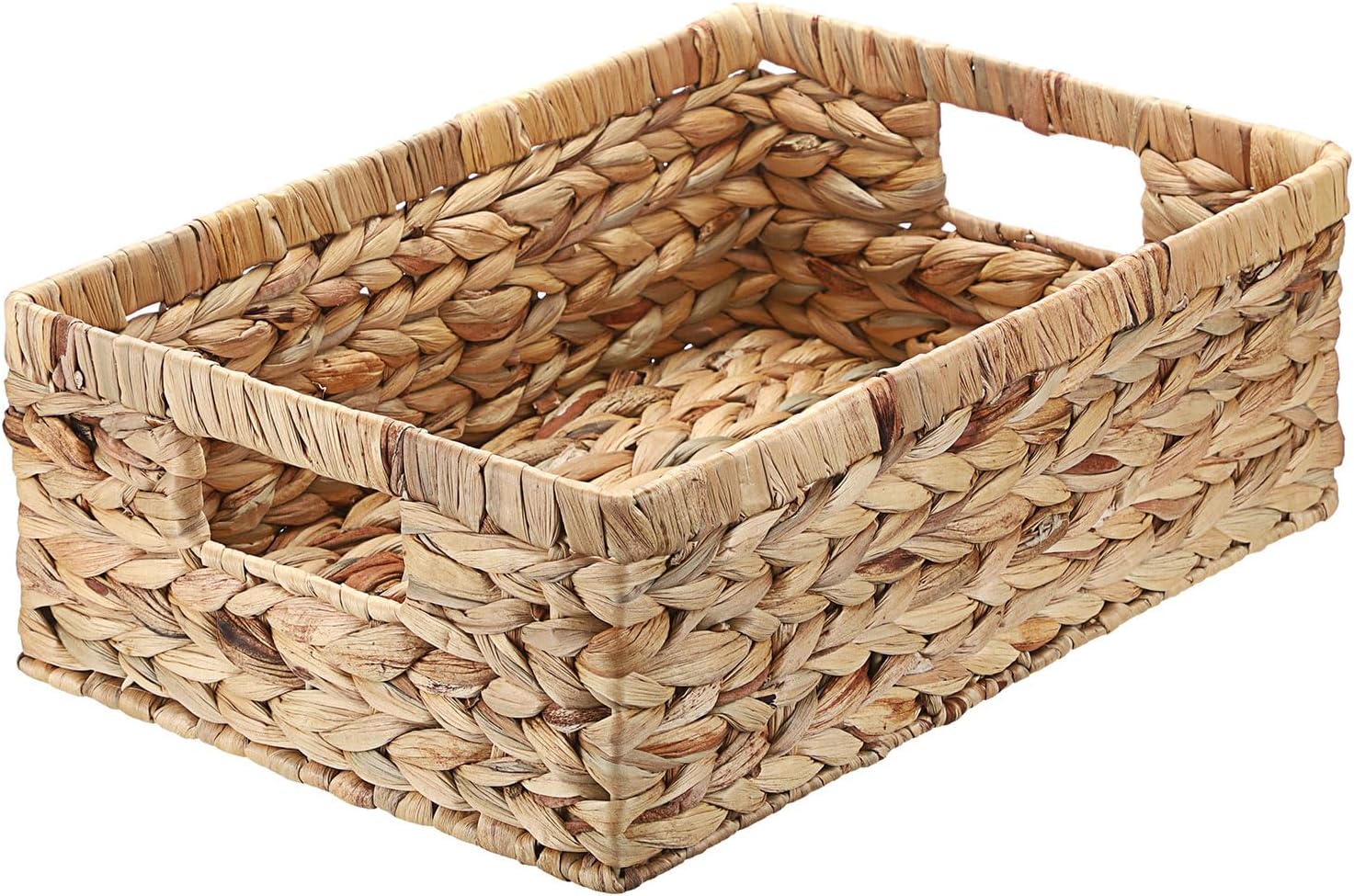 Boho Rattan Storage Bin — 15" — 15"L x 10.2"W x 5"H