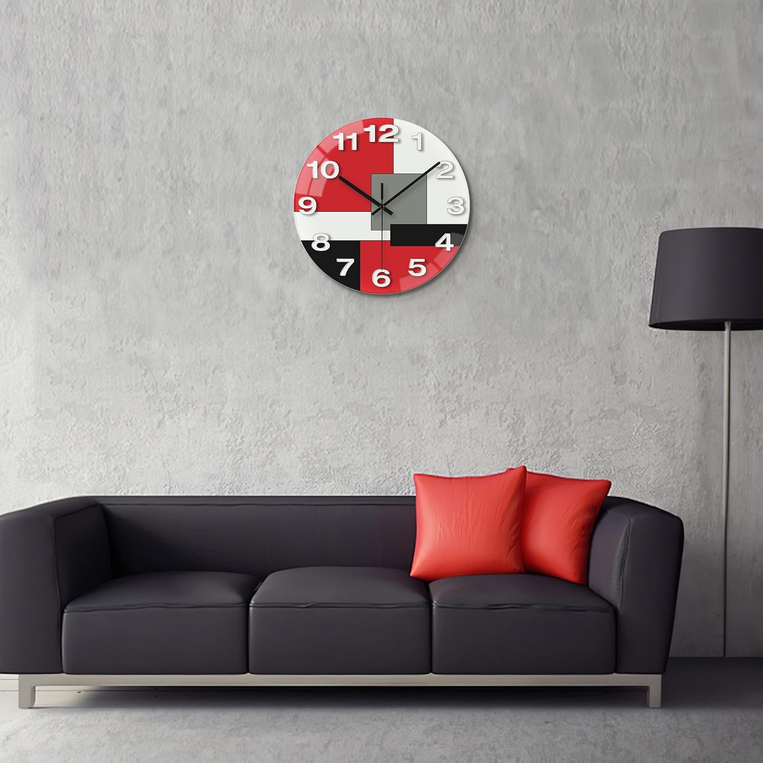Battery Operated Modern Red Wall Clock — 12" - View 6