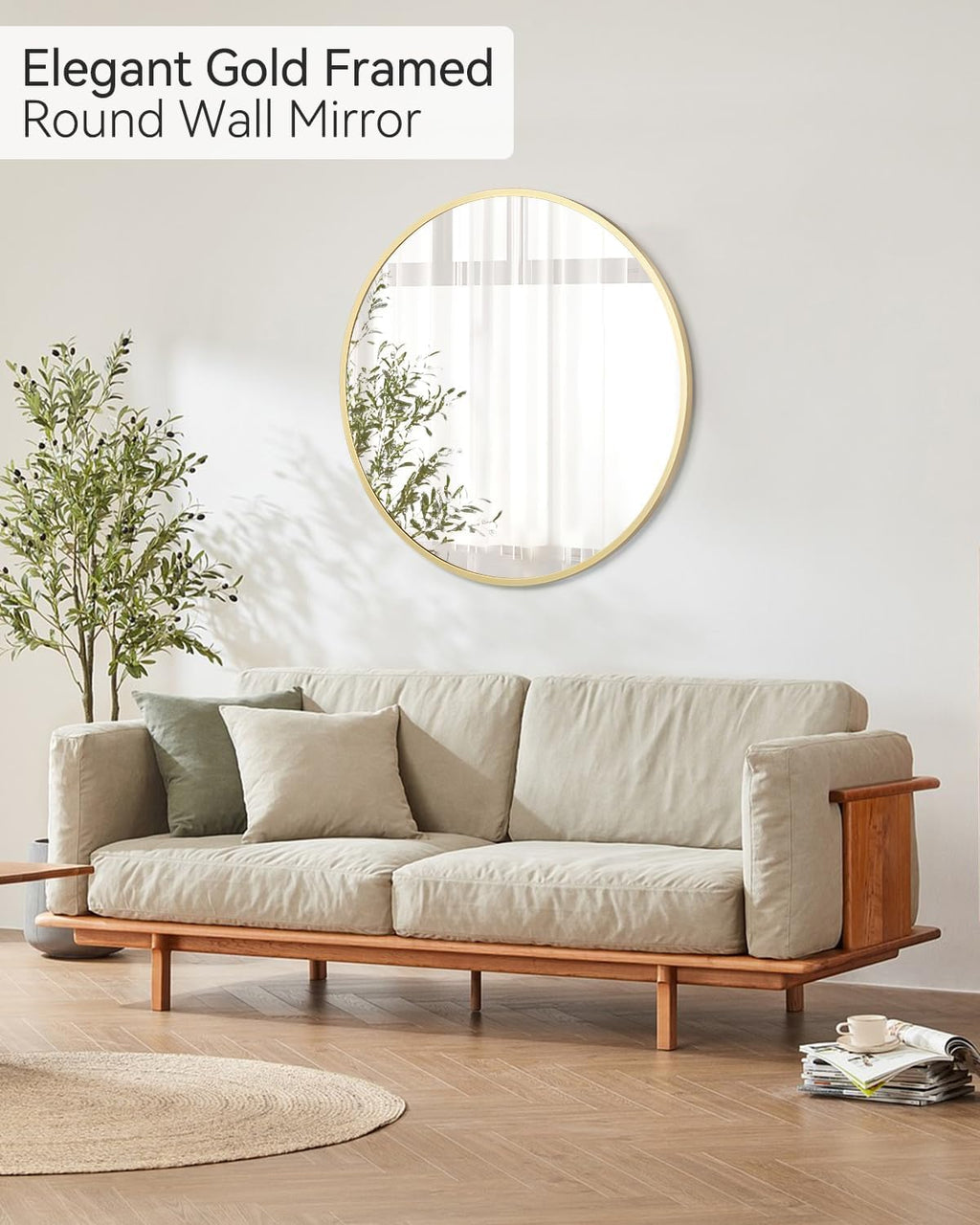 Round Farmhouse Black Wall Mirror — 30.1" - View 3