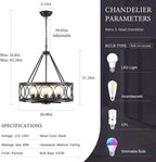 Round Farmhouse Black Chandelier — 5-Light - View 3