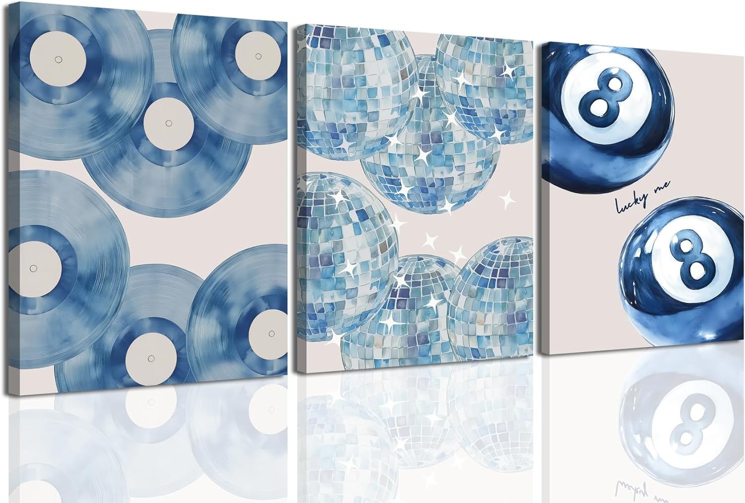 Framed Blue Wall Decor — 16" — blue ball
