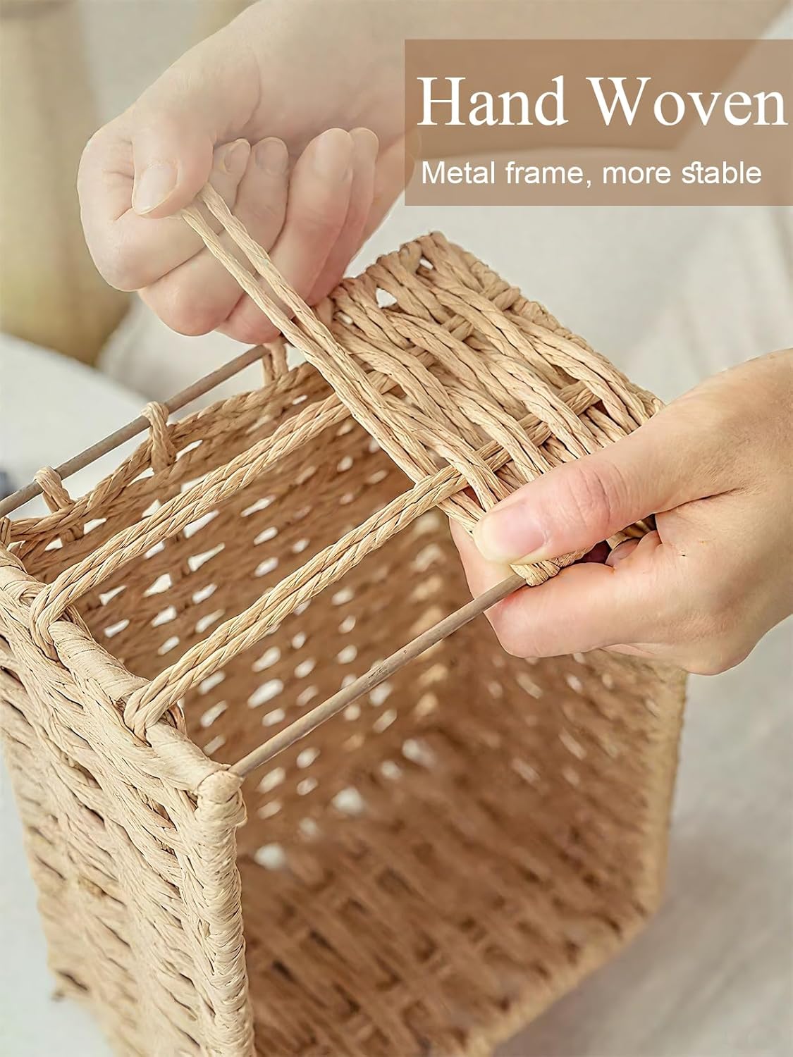 Handwoven Boho Rattan Storage Basket - View 5