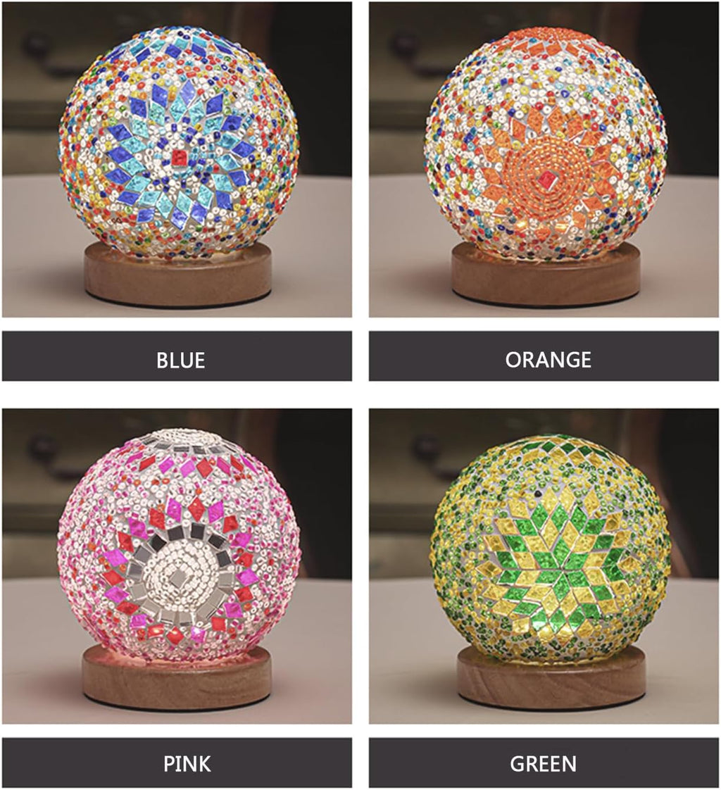 USB Boho Blue Bedside Lamp — 4.7" - View 4