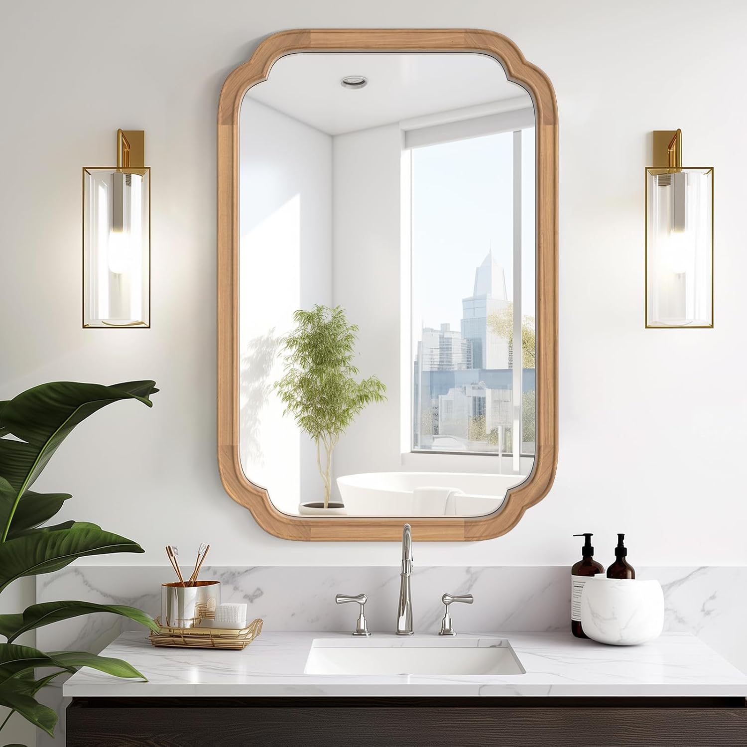 Farmhouse Beige Wall Mirror — 36" — Dh