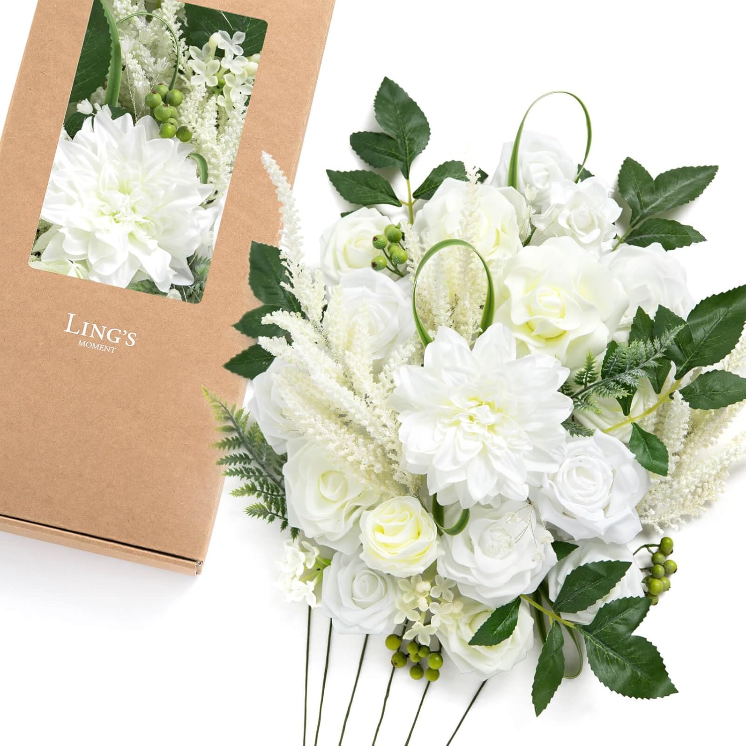 Beige Artificial Plant — Wht-white & Olive Green