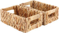 Rectangular Boho Rattan Storage Basket — Water Hyacinth 2-Pack