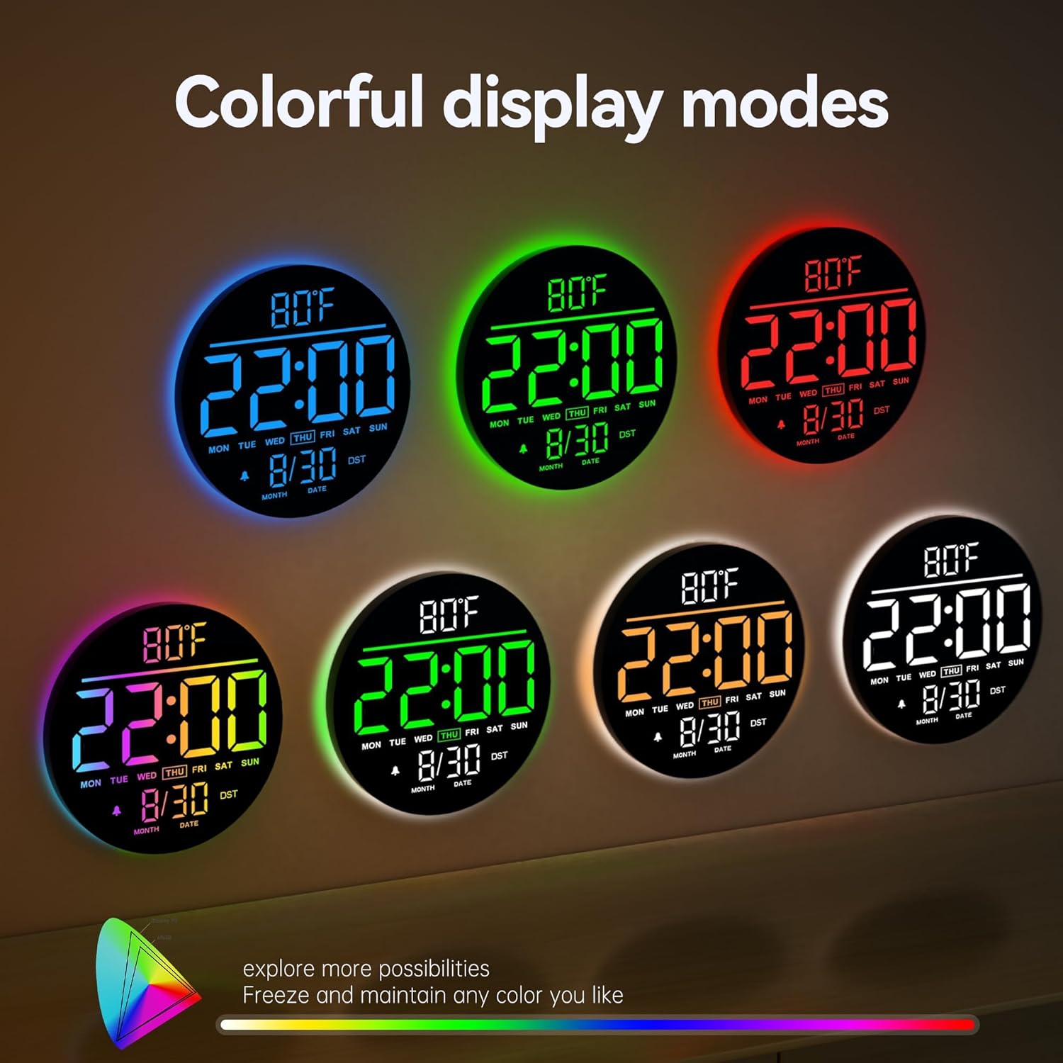 RGB Blue Wall Clock — 10" - View 4