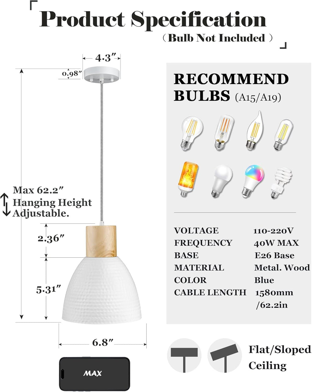 Modern Black Pendant Light - View 3