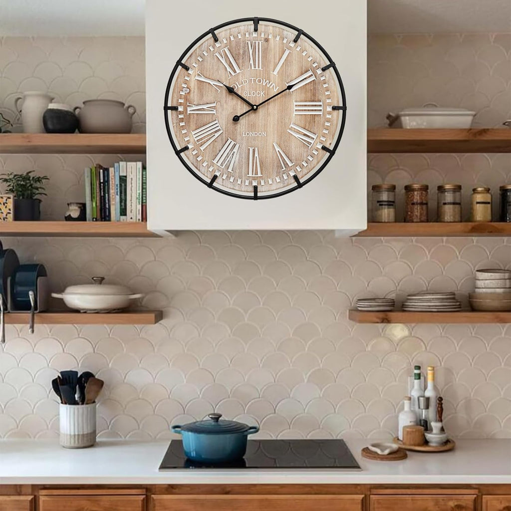 Vintage Farmhouse Brown Wall Clock — 24" - View 6