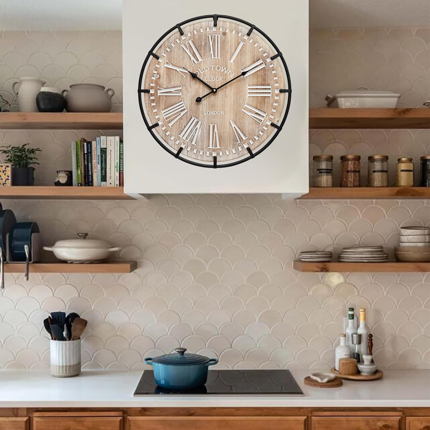 Vintage Farmhouse Brown Wall Clock — 24" - View 6
