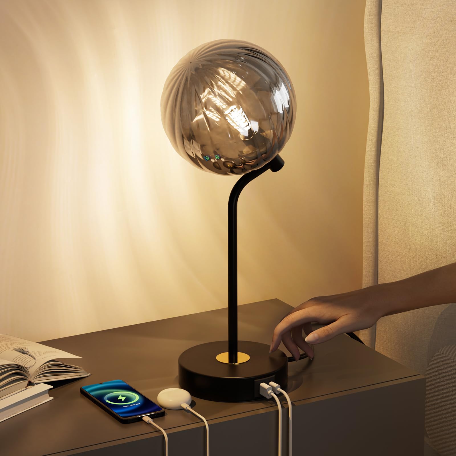 Dimmable Mid-Century Glass Table Lamp