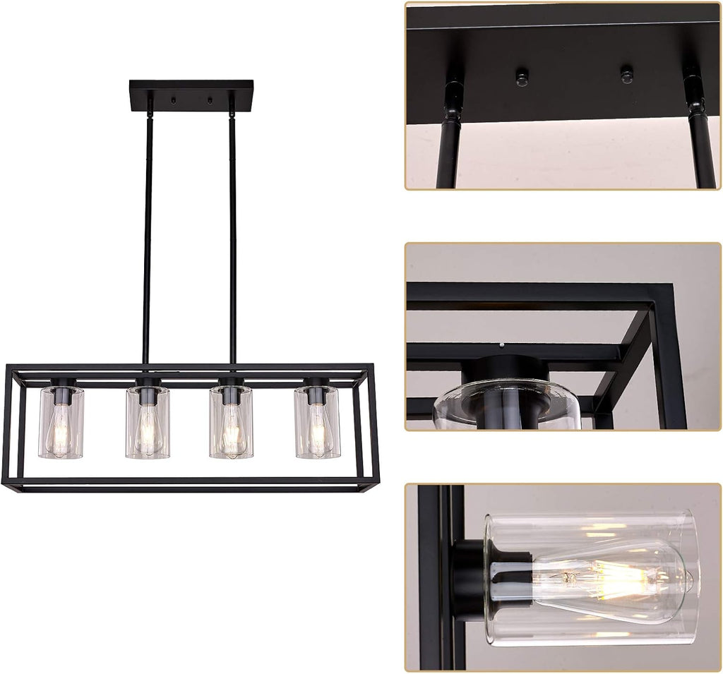 Vintage Farmhouse Black Chandelier — 4-Light - View 6