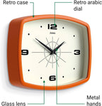 Rectangular Mid-Century Black Wall Clock — 10" - View 6