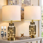 USB Modern Blue Bedside Lamp — 22" — Gray