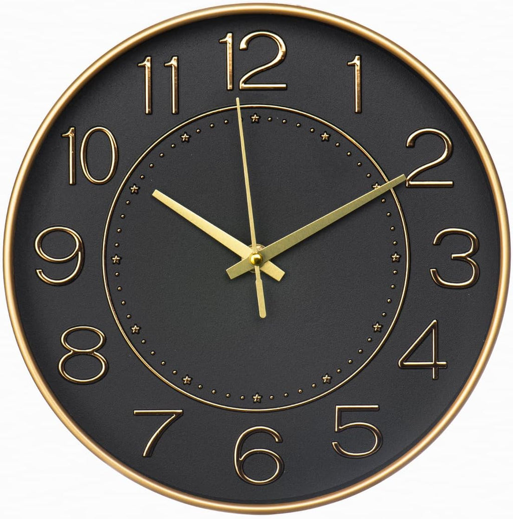 Battery Operated Luxe Black Wall Clock — 10" - View 8