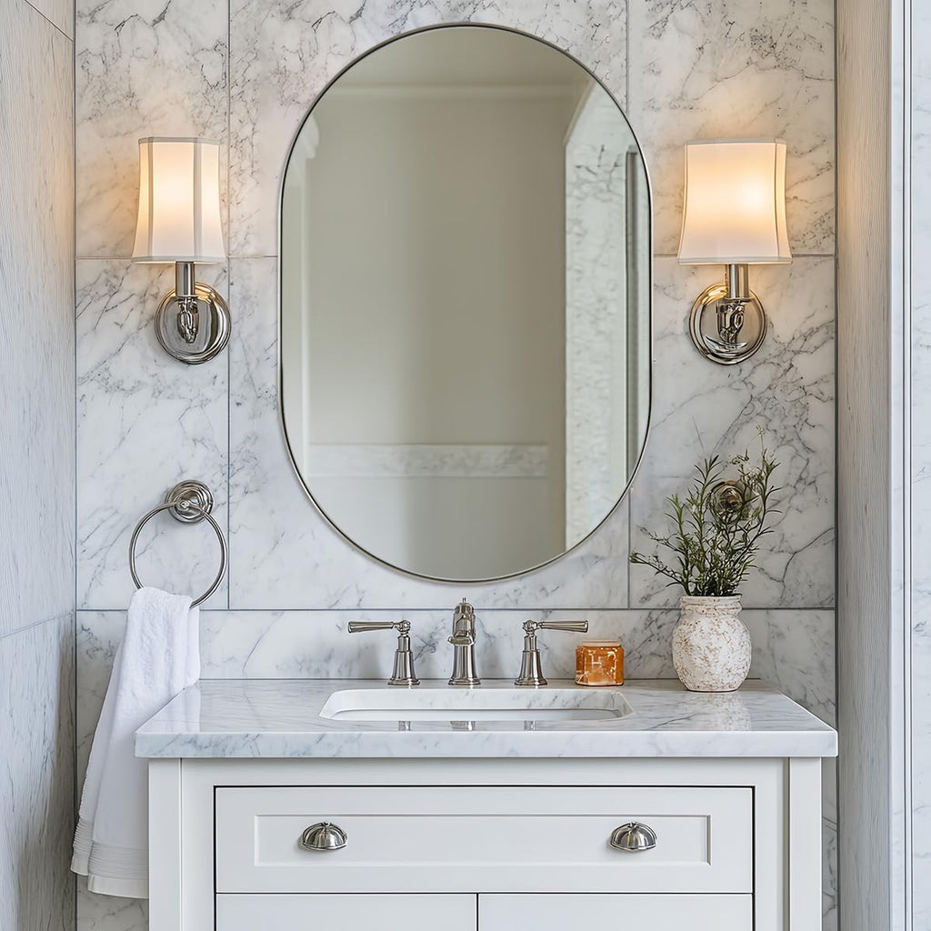 Oval Luxe Black Mirror — 1" — Chrome