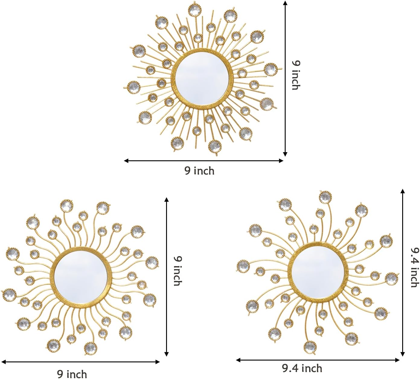 Boho Metal Wall Mirror — Set of 3 - View 2