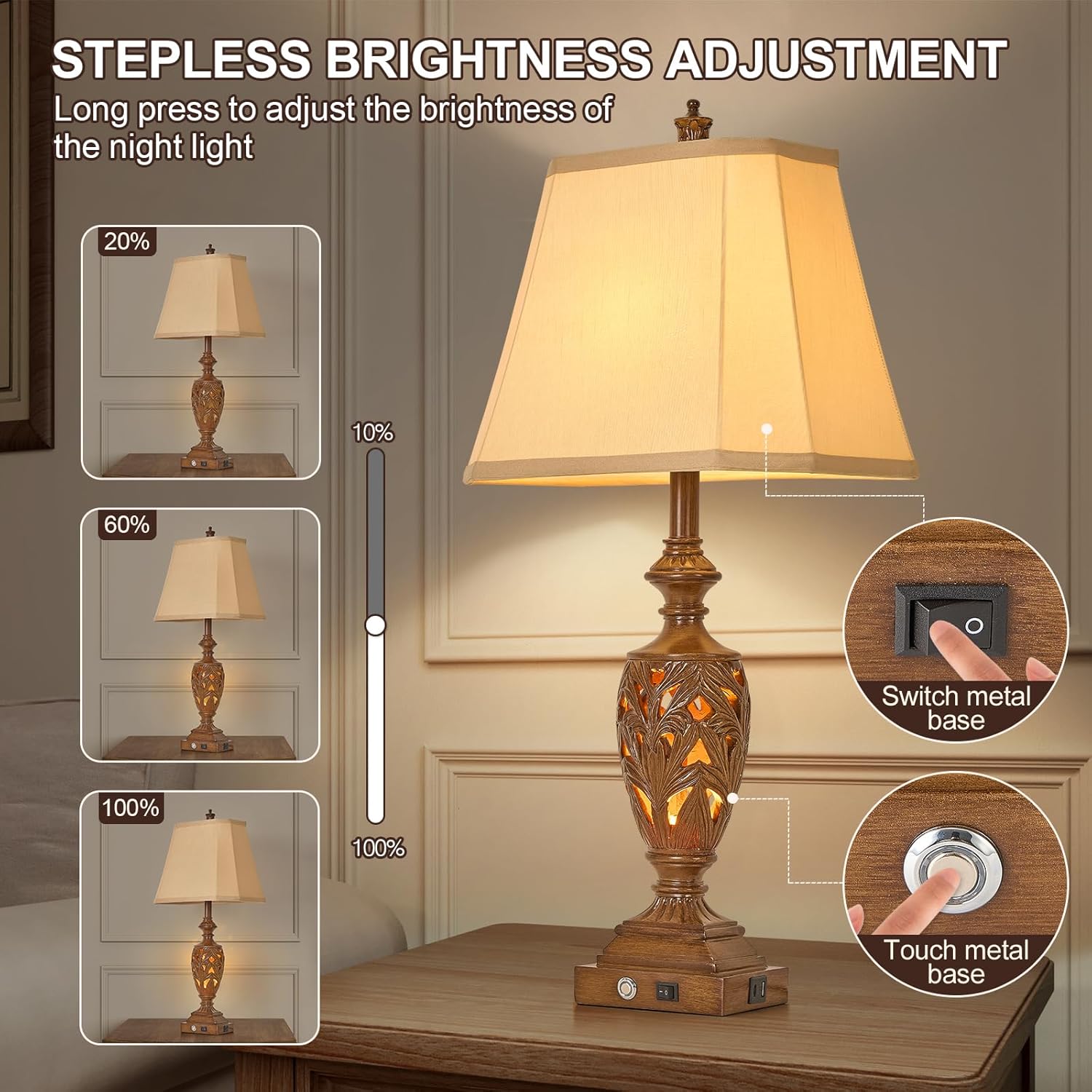 Dimmable Beige Desk Lamp — 29.5" - View 3