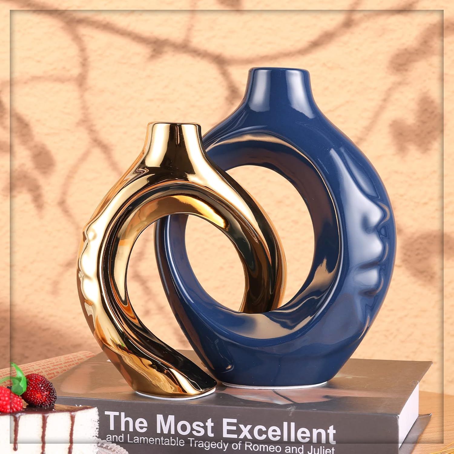 Round Luxe Blue Vase — Set of 2 - View 8