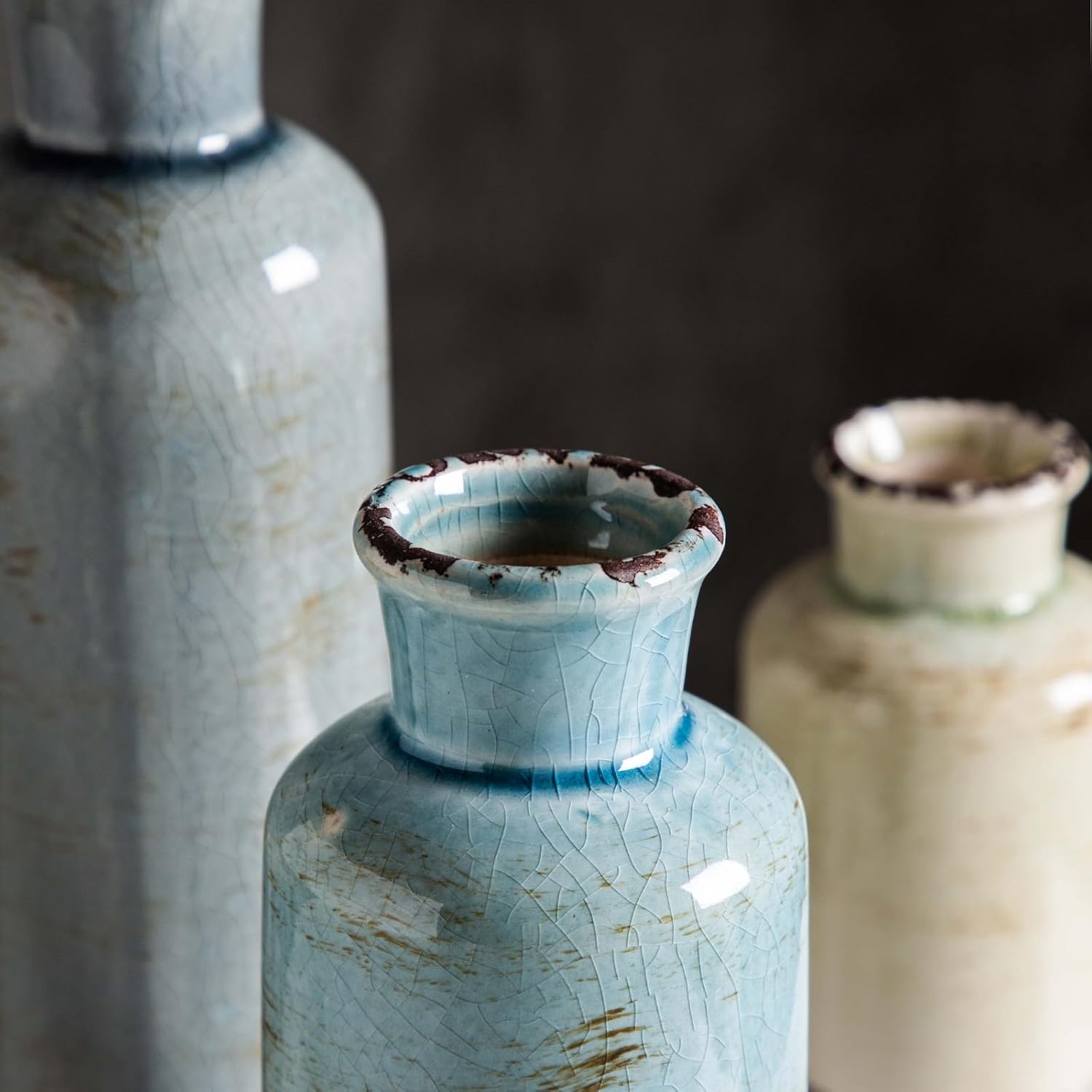 Farmhouse Blue Flower Vase — Set of 3 - View 5