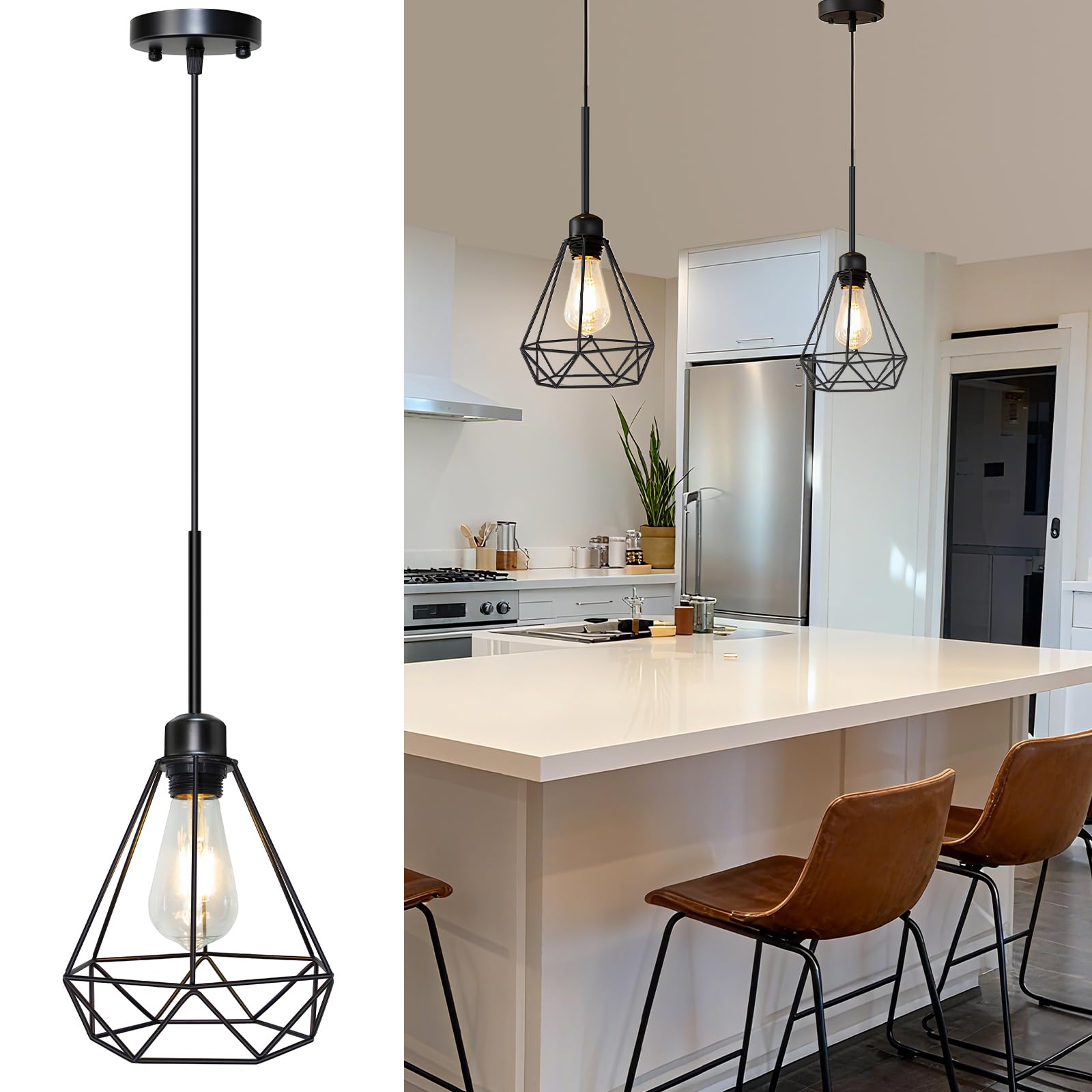 Adjustable Farmhouse Metal Pendant Light — 18"