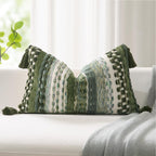 Tufted Boho Beige Throw Pillow Cover — 20"