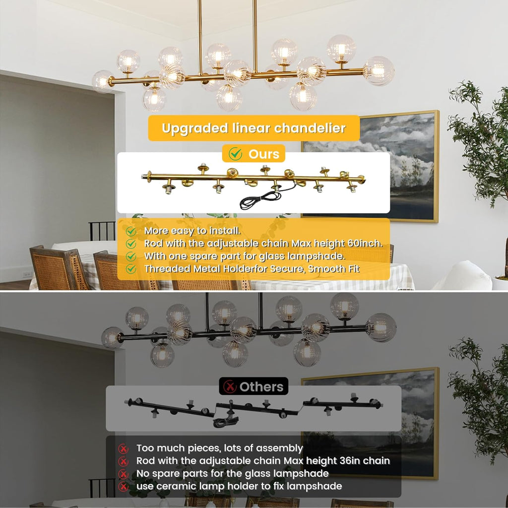 Adjustable Luxe Glass Chandelier — 16-Light - View 8