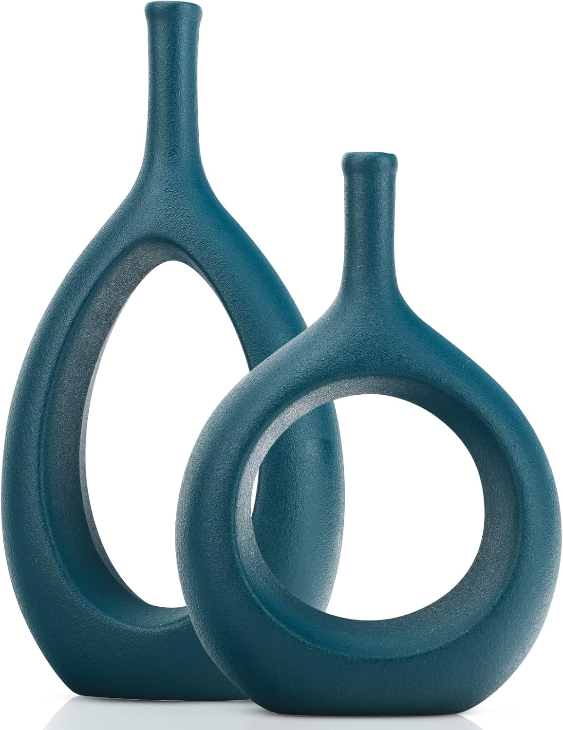 Boho Black Decorative Vase — Set of 2 — Green