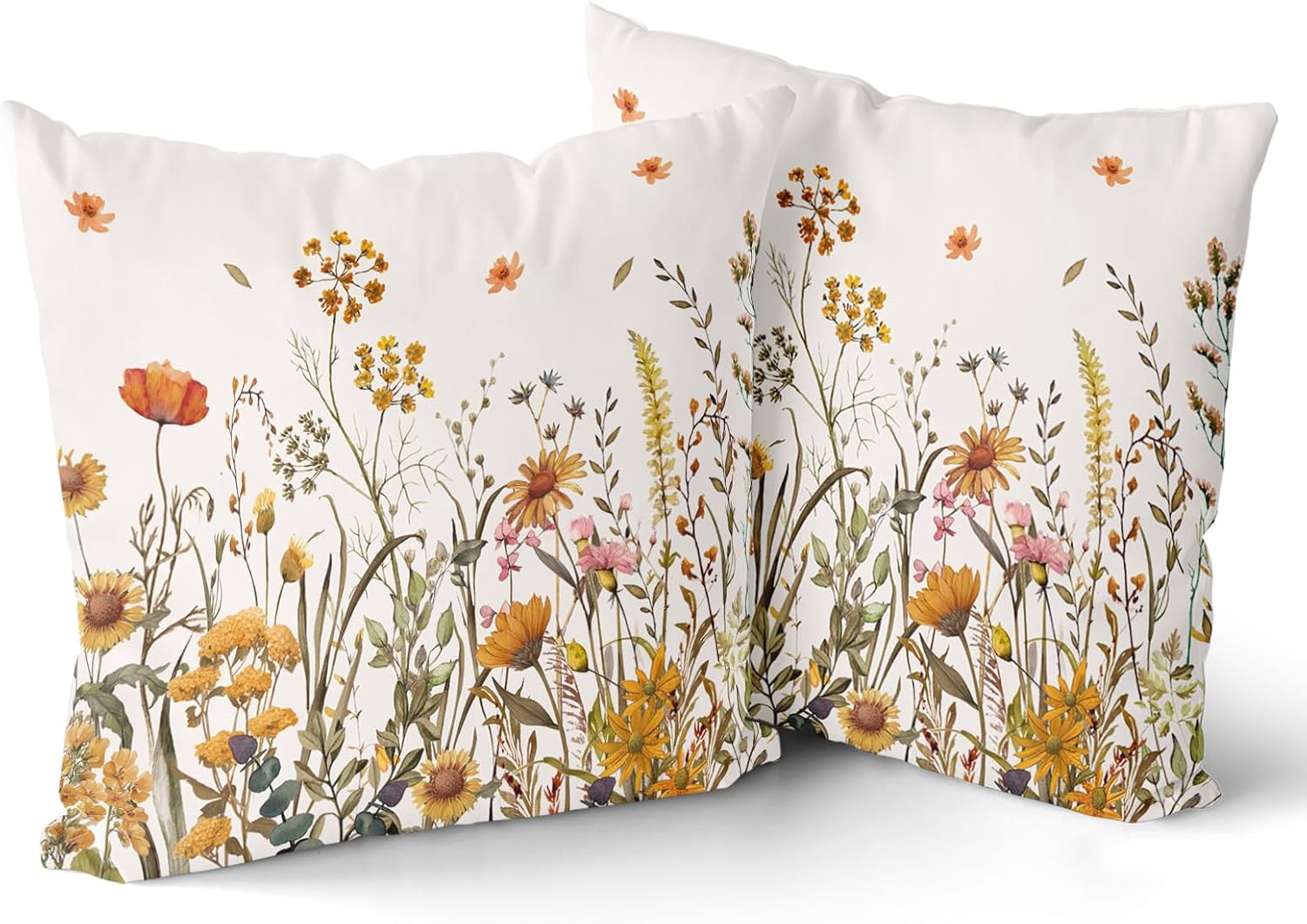 Vintage Boho Black Pillow Cover — 16" — Fall Flower