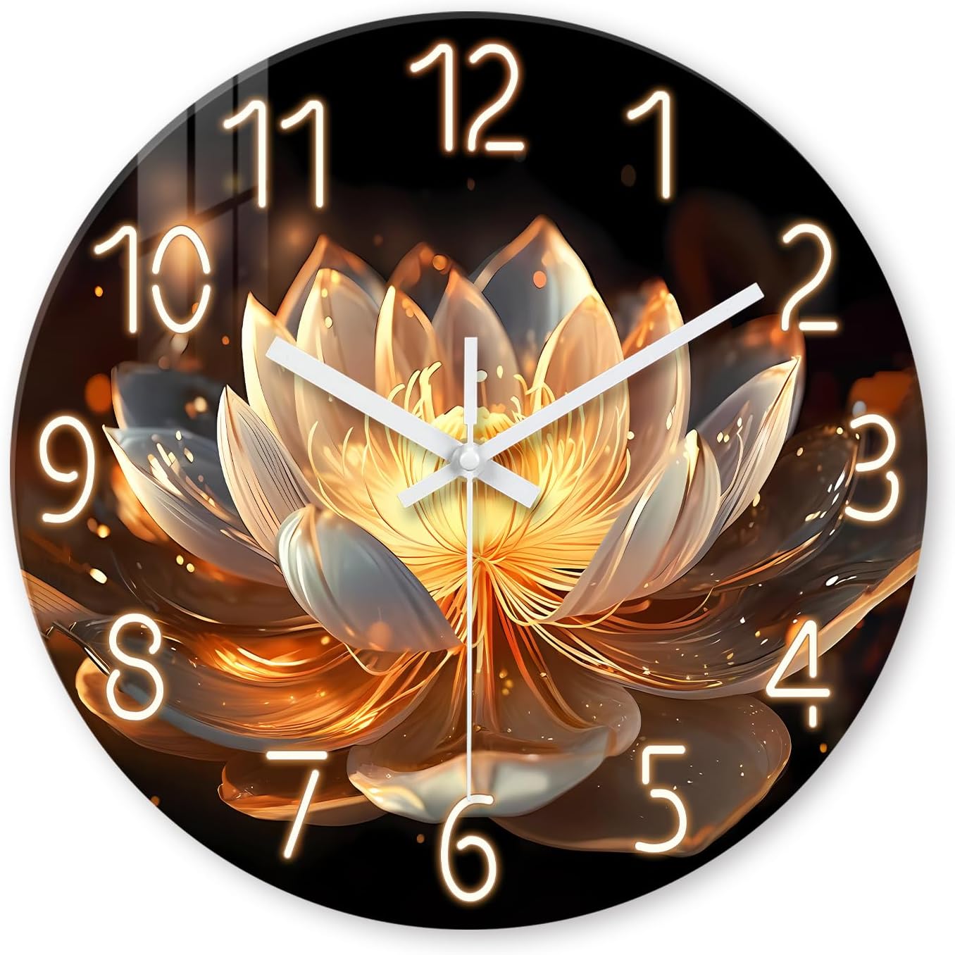 Battery Operated Blue Wall Clock — 20" — Lotus Flower
