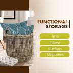 Handwoven Boho Rattan Storage Basket - View 2