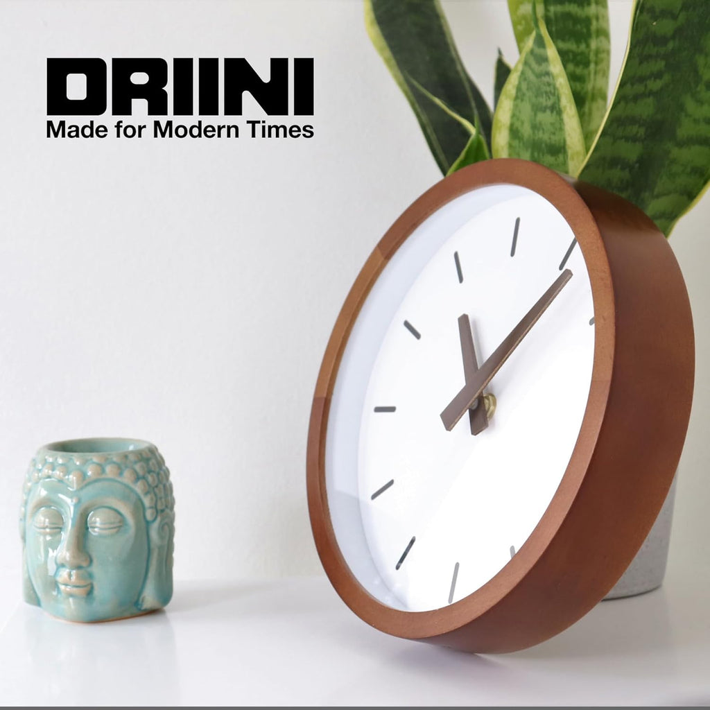 Battery Operated Mid-Century Wood Wall Clock — 12" - View 6