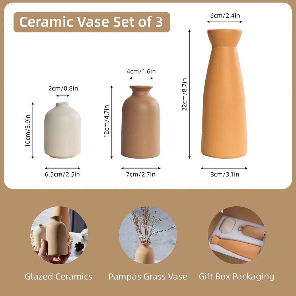 Boho Beige Vase Set — Set of 3 - View 2