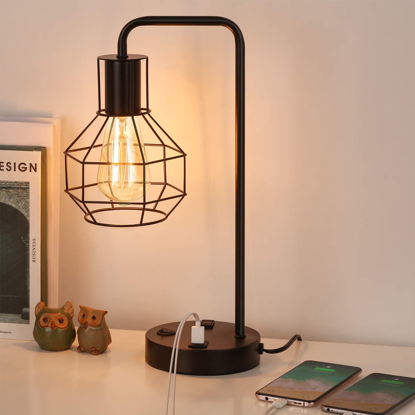 USB Farmhouse Metal Desk Lamp