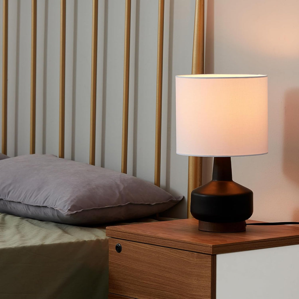 Linen Modern Beige Table Lamp — 15" - View 4