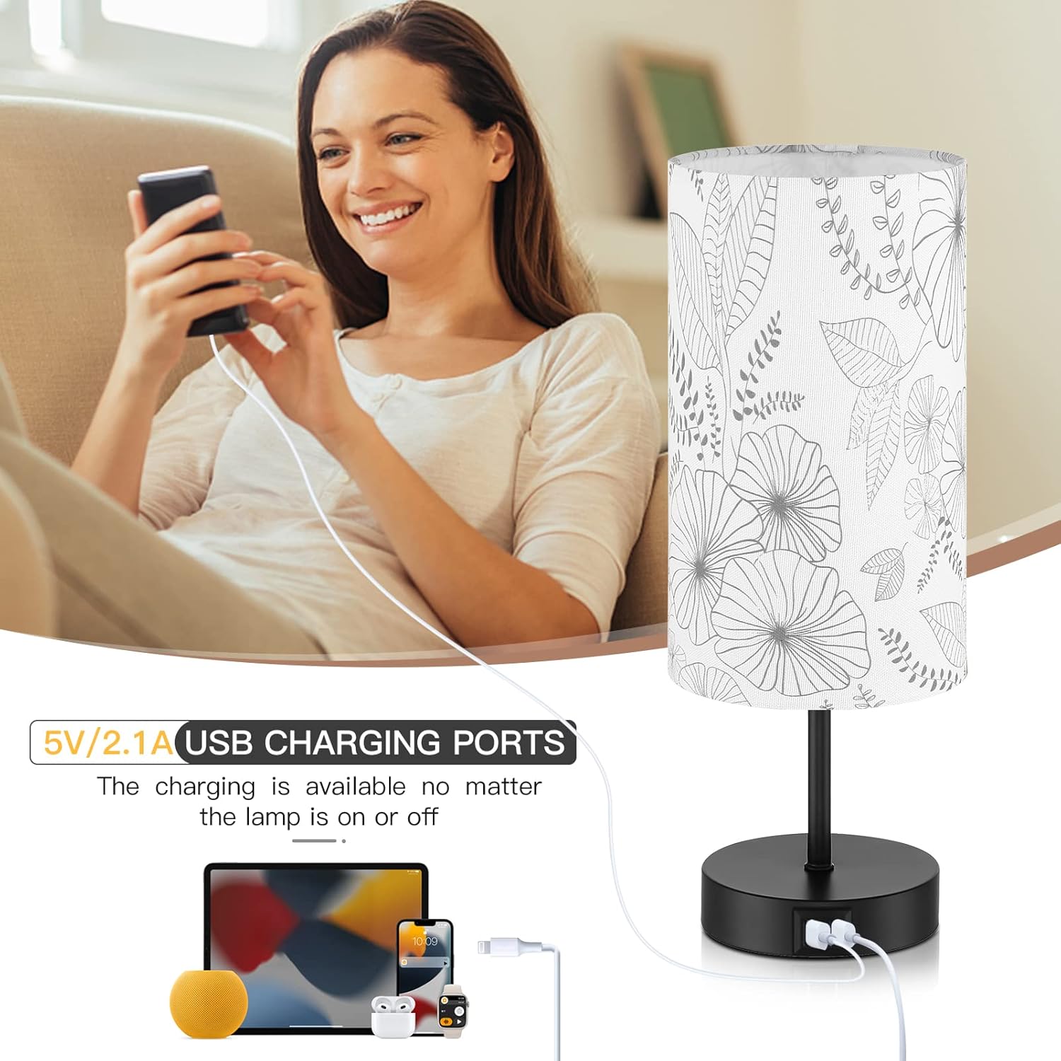 Dimmable Blue Bedside Lamp - View 3
