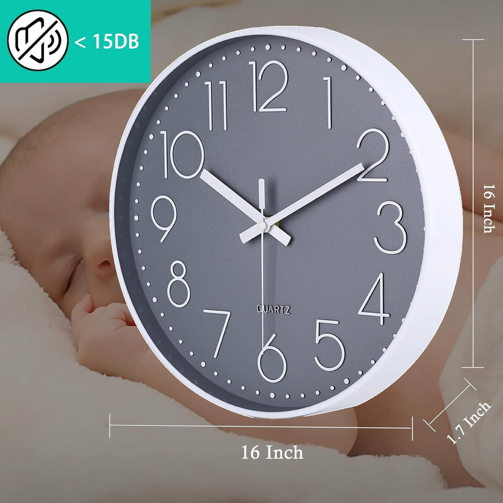 Modern Black Wall Clock — 16" - View 6