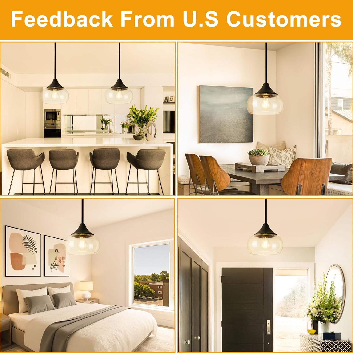 Modern Black Pendant Light — 8.5" - View 3