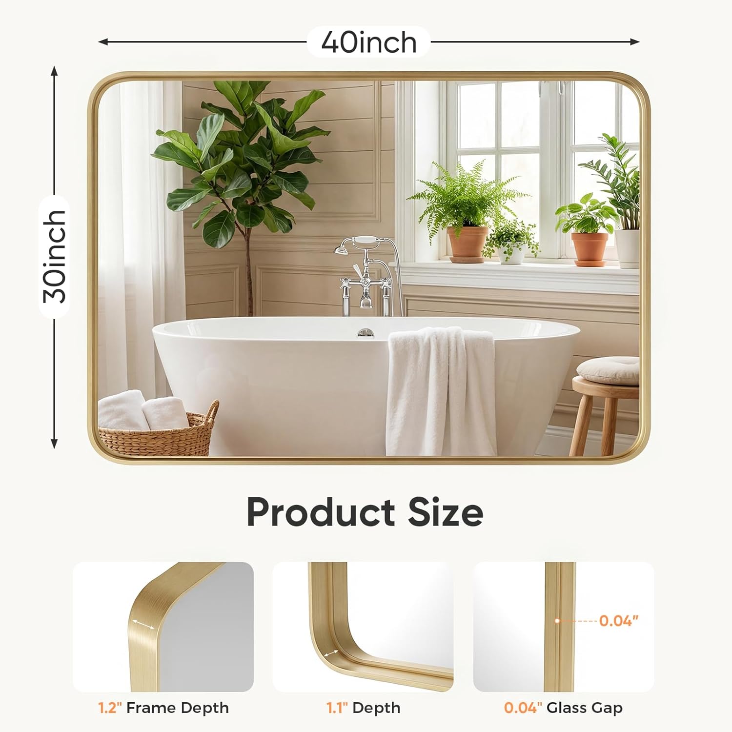Framed Luxe Black Wall Mirror — 40" - View 2