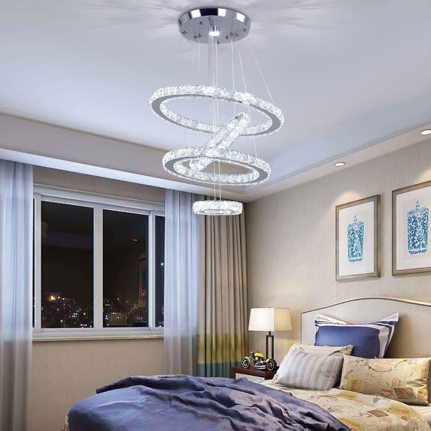 Adjustable Luxe White Chandelier - View 2