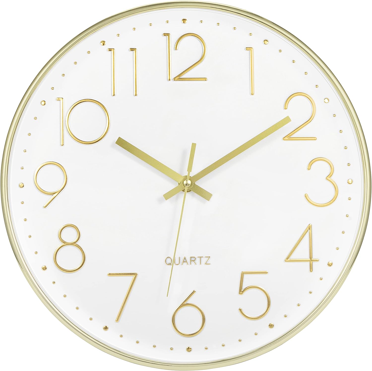 Battery Operated Luxe Beige Wall Clock — 14" — Gold