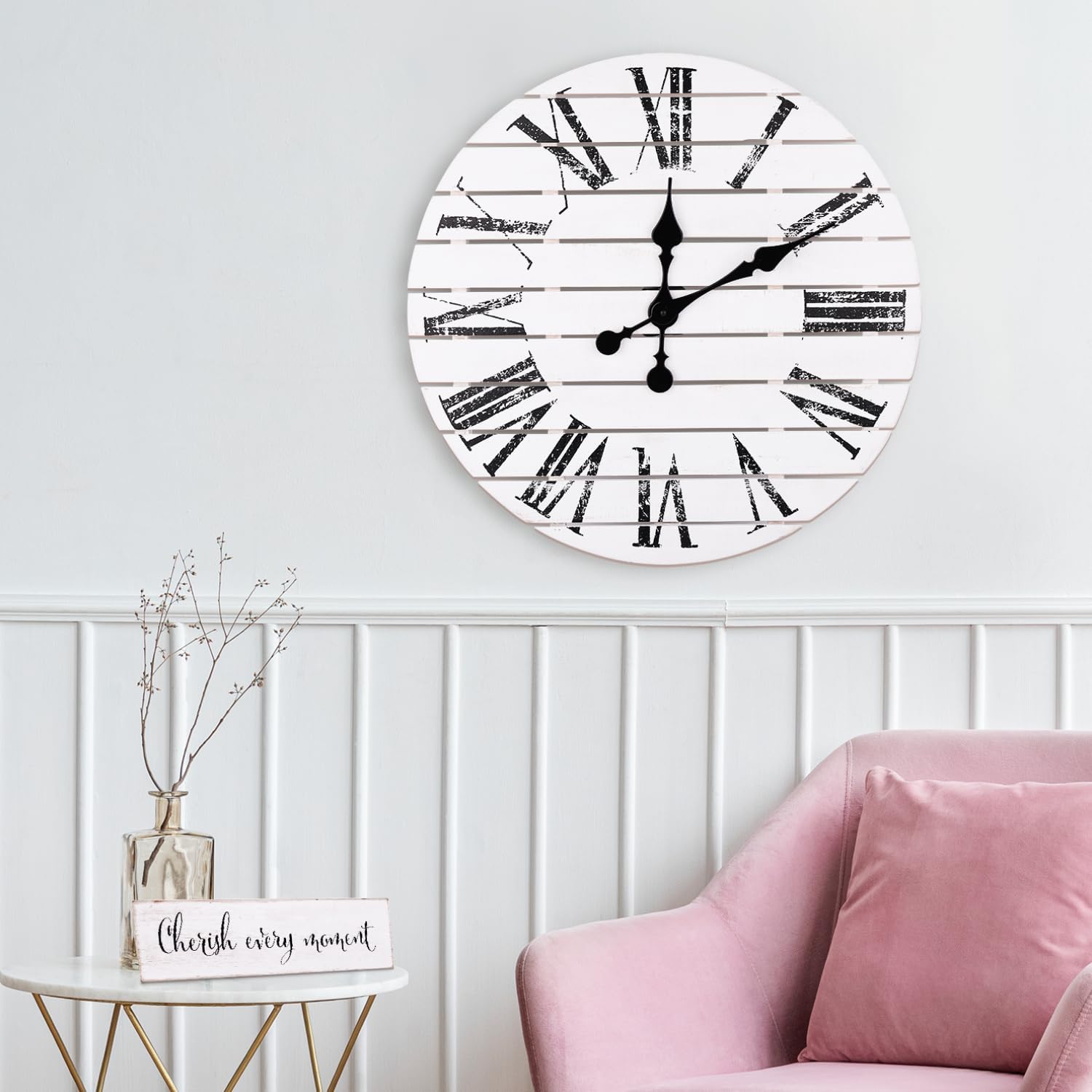 Farmhouse Wood Wall Clock — 24" — Round