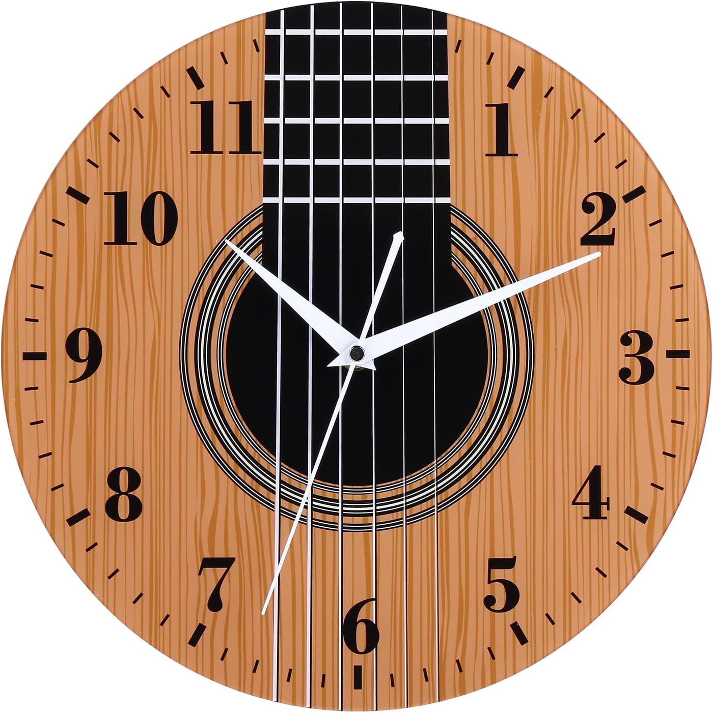 Battery Operated Wood Wall Clock — 12" — Wooden Guitar Wall Clock